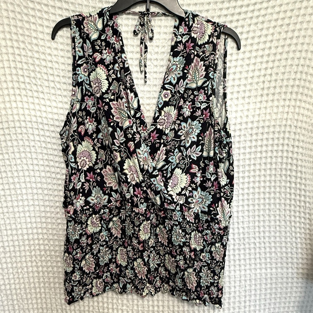 Lane Bryant 22/24 Smocked Floral Tank Top Vacation Beach Resort Tropical‎ Bloom